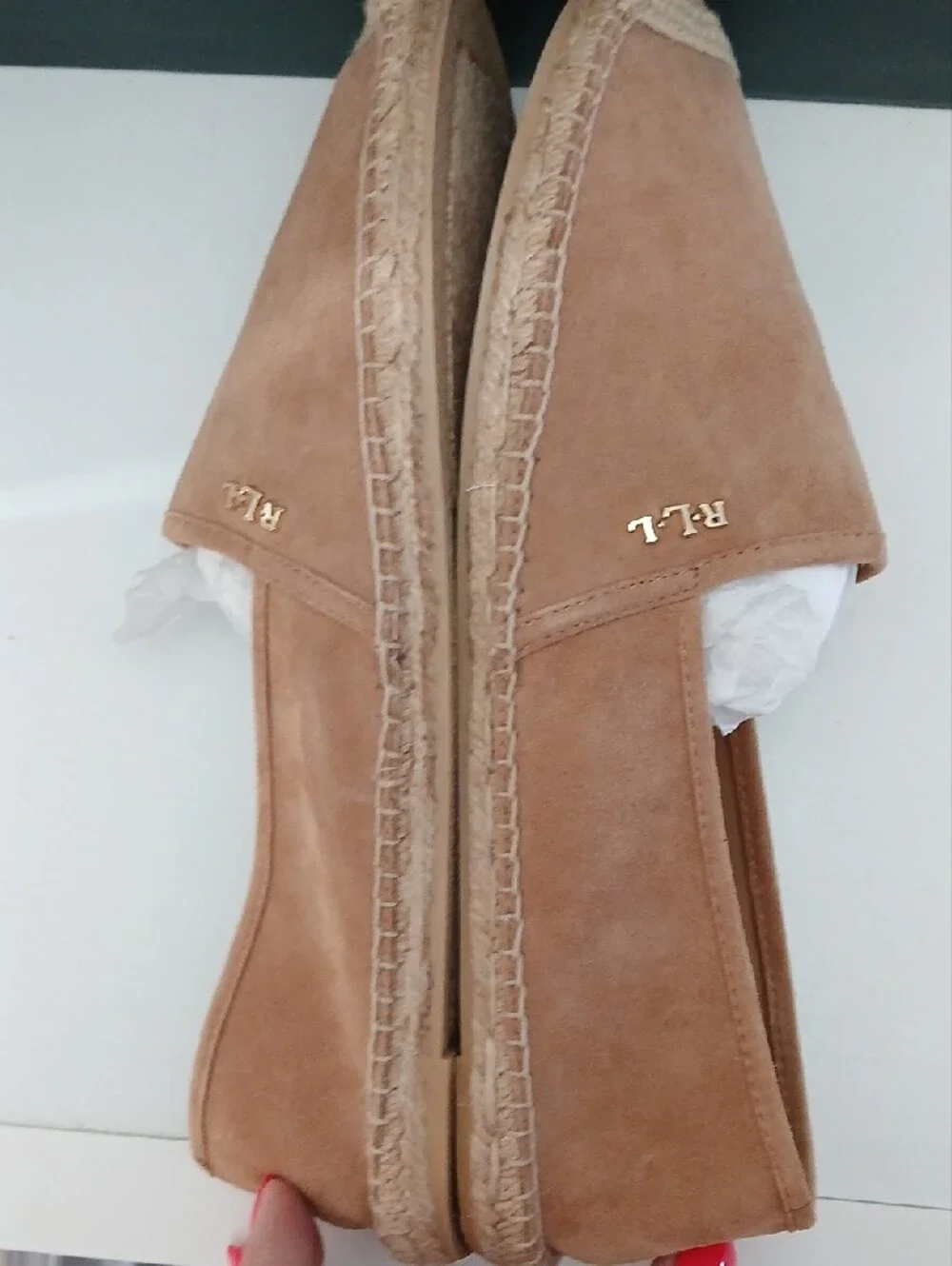 Lauren Ralph Lauren Cognac Suede Espadrille Flats